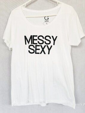 NWOT - House of Greatness White T-Shirt 'Messy Sexy' 100% Cotton, XL